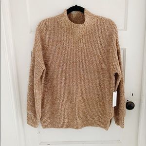 Cupcakes & Cashmere Cotton Tan Thick Mockneck Sweater Size Medium